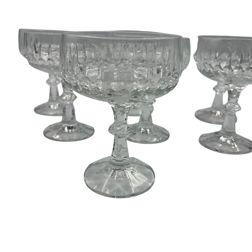 Vintage Schott Zwiesel Champagne Coupe Sherbet Cut Crystal Glasses Set Of 7 - Picture 2 of 10
